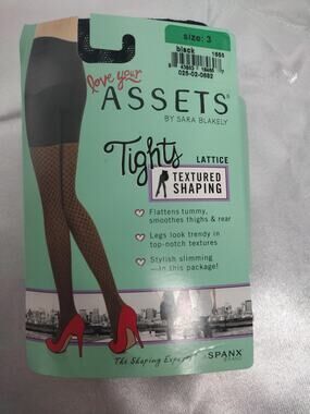 Assets By Sara Blakely Leggings Womens L Black Lattice Textured Shaping Spanx